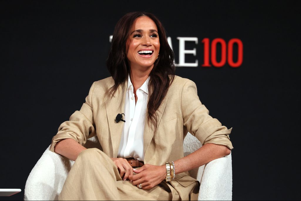 Dos imágenes de la participación de Meghan Markl en la última cubre neoyorquina del TIME100 Summit en el Lincoln Center del pasado abril 