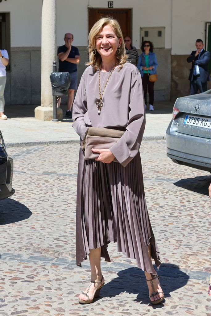 Infanta Cristina de Borbon during the wedding of Pepe Treviño and Paula Fernandez Martinez in Orgaz (Toledo) on Saturday, 6 May 2023.