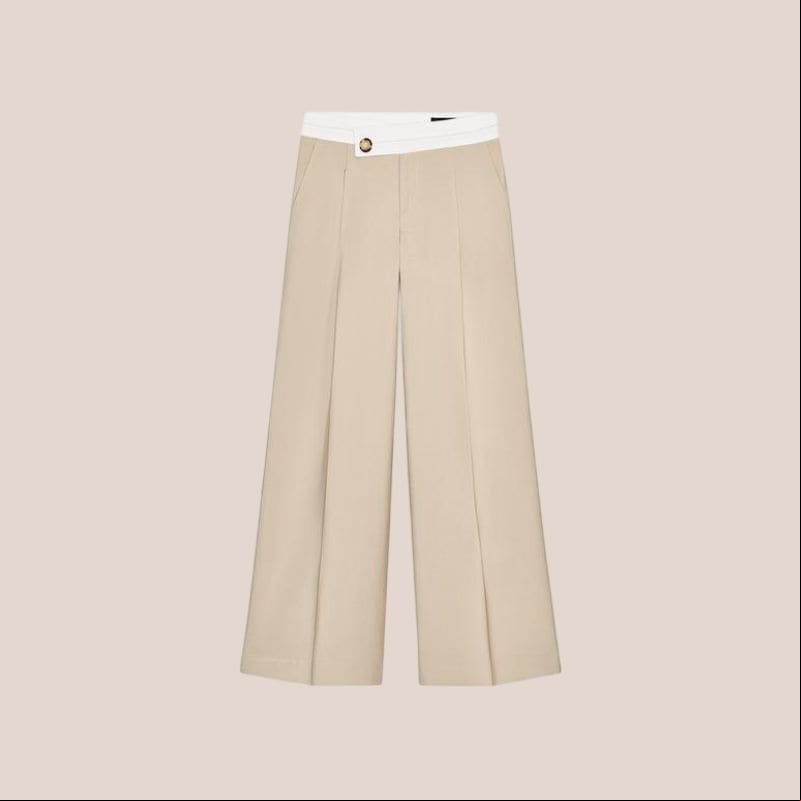 pantalon de pinzas beige